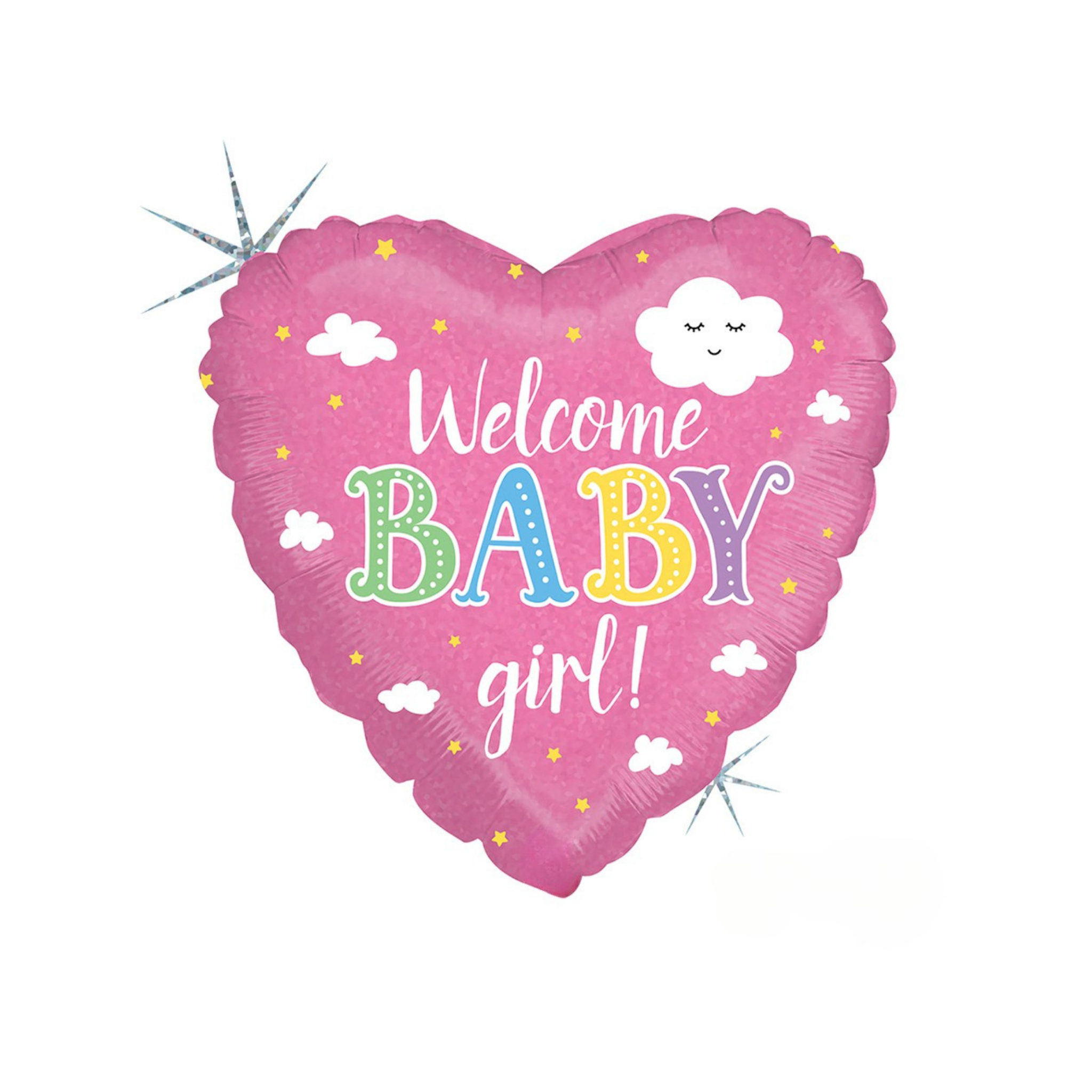 Folienballon Herz "Welcome Baby Girl" Rosa -hey-Party.de- Folienballons -#Variante_
