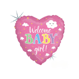 Folienballon Herz "Welcome Baby Girl" Rosa -hey-Party.de- Folienballons -#Variante_