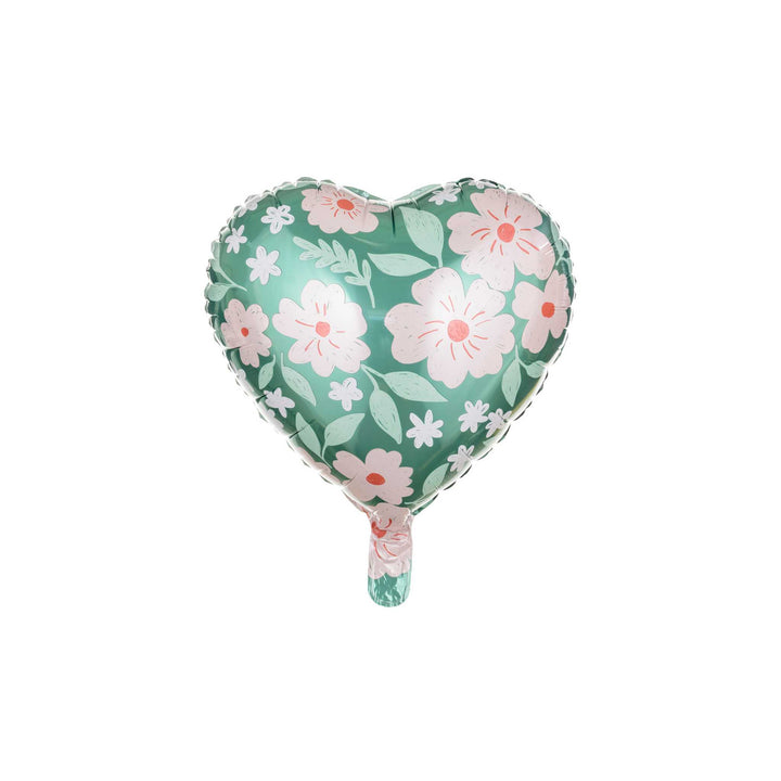 Folienballon Herz mit Blumen Hey Party