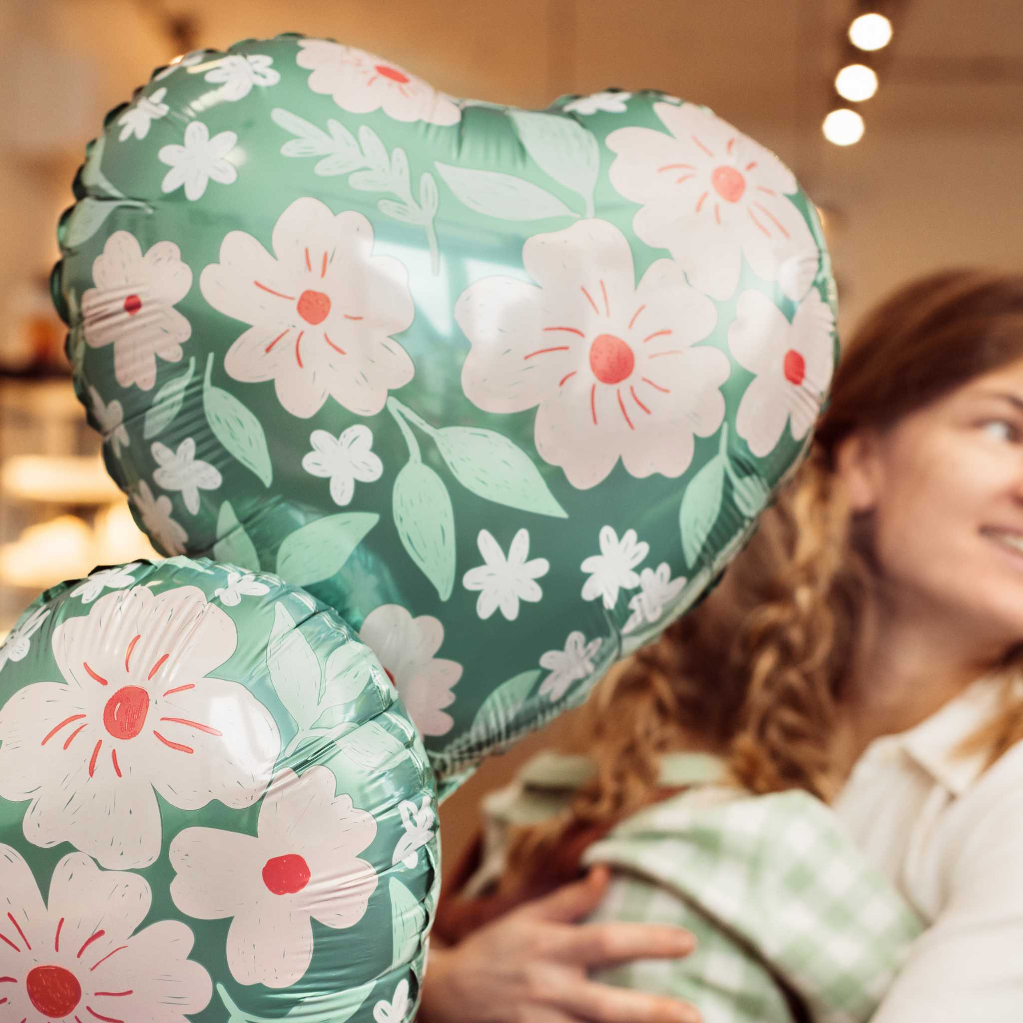 Folienballon Herz mit Blumen -hey-Party.de- Folienballons -#Variante_