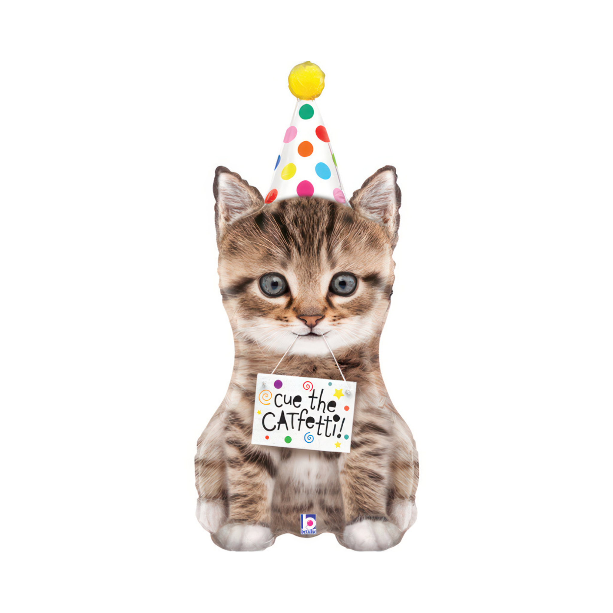 Folienballon Kätzchen mit Partyhut Cue the Catfetti -hey-Party.de- Folienballons -#Variante_