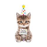 Folienballon Kätzchen mit Partyhut Cue the Catfetti -hey-Party.de- Folienballons -#Variante_