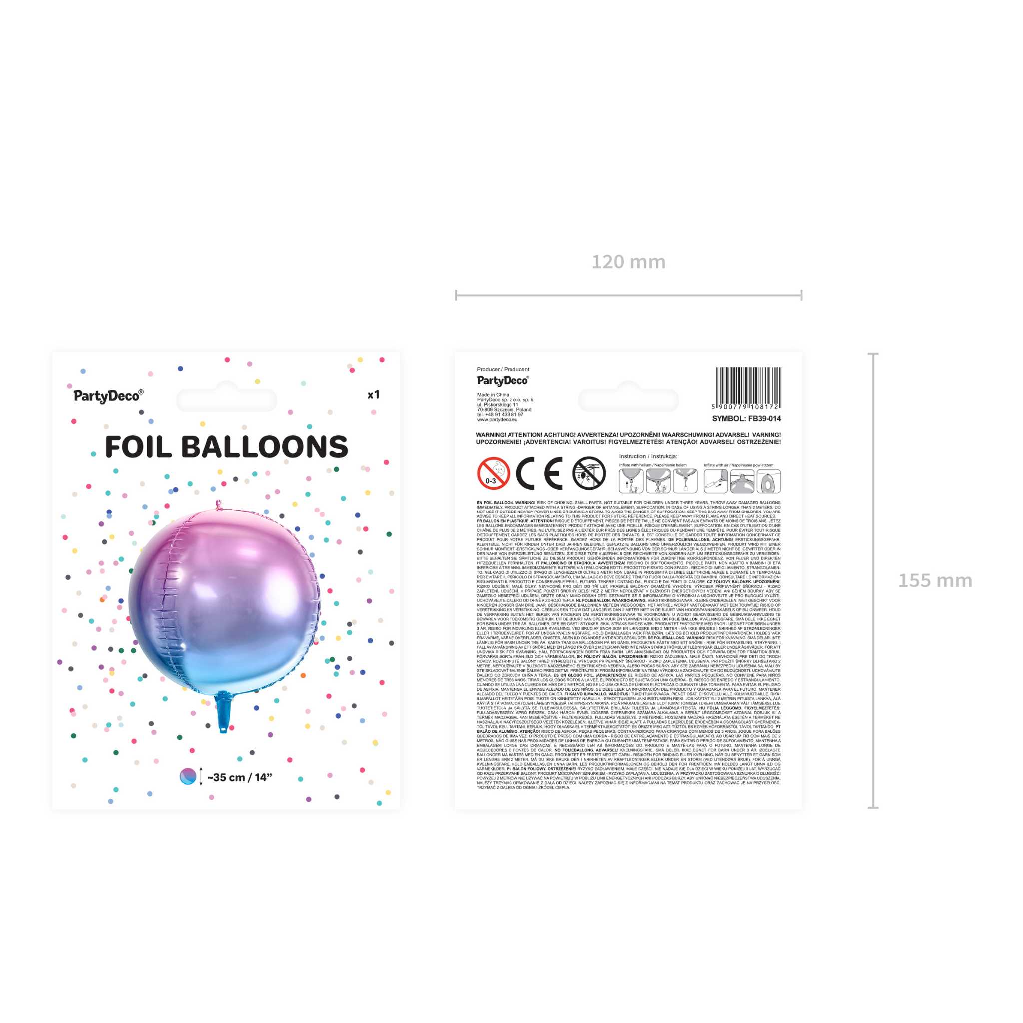 Folienballon Kugel Ombre Lila-Blau -hey-Party.de- Folienballons -#Variante_