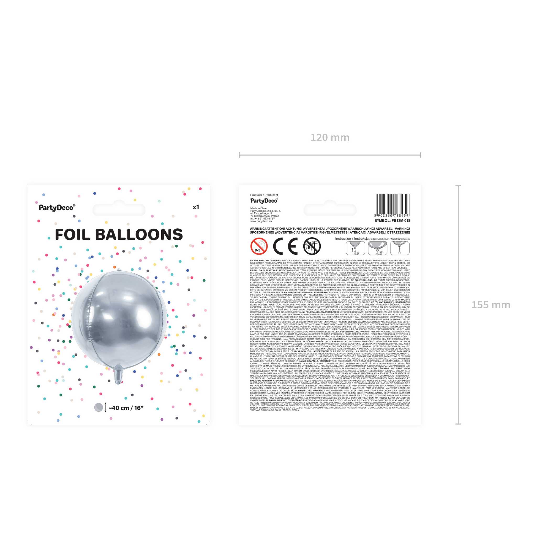 Folienballon Kugel Silber -hey-Party.de- Folienballons -#Variante_