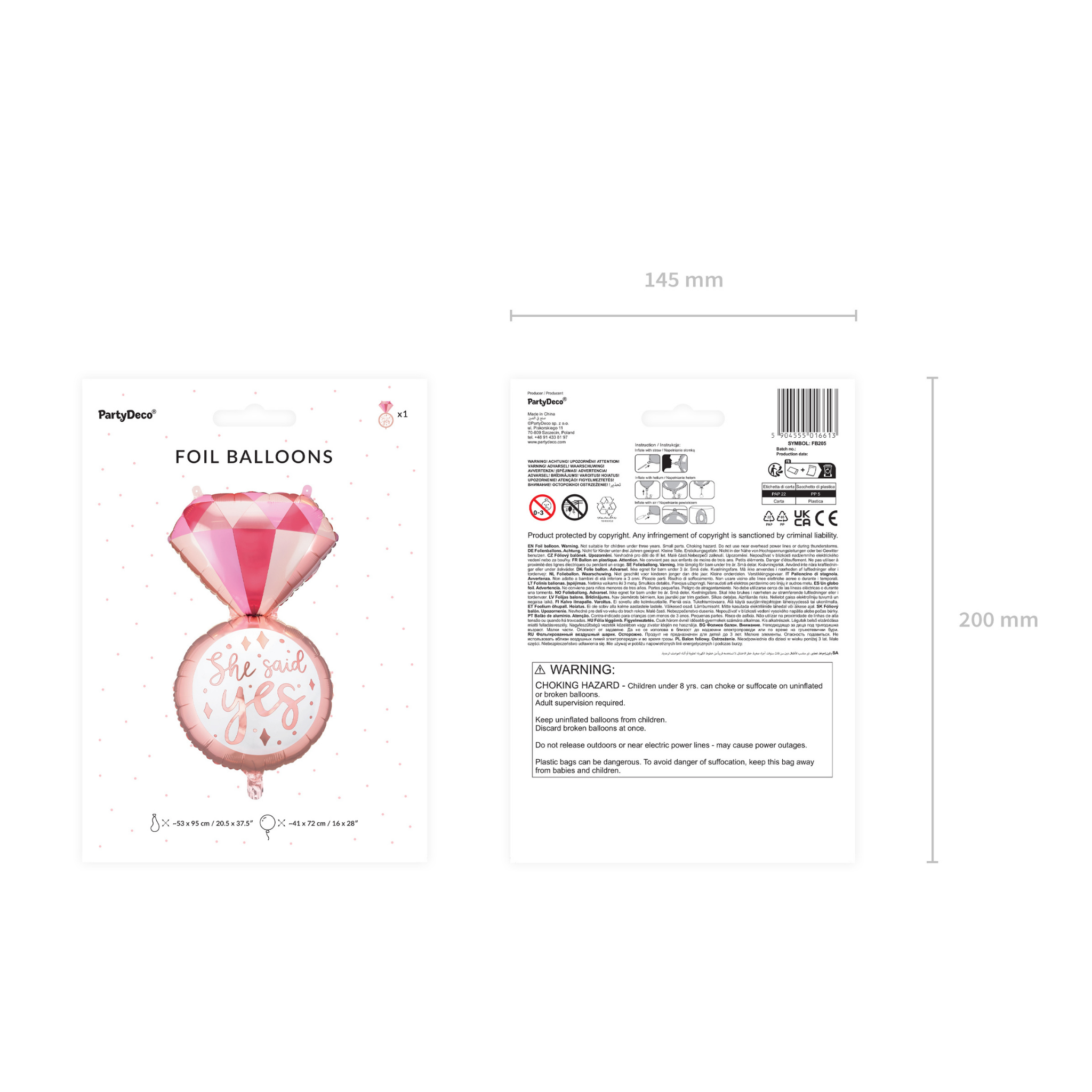 Folienballon Verlobungsring "She said yes" -hey-Party.de- Folienballons -#Variante_