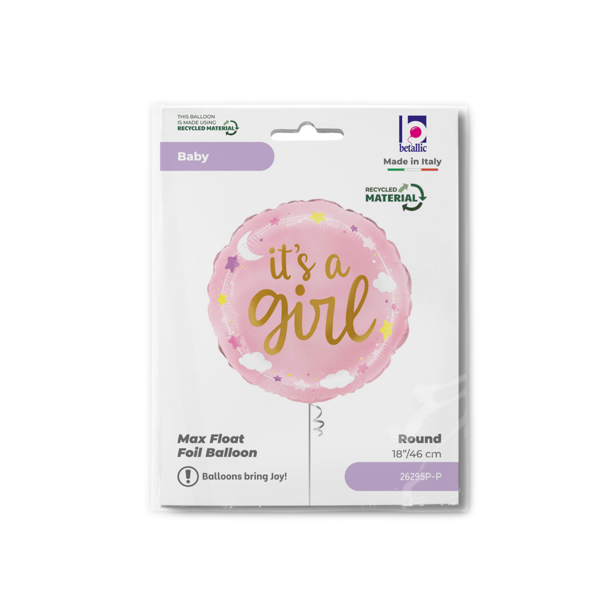 Folienballon Rund "It's a Girl" Rosa -hey-Party.de- Folienballons -#Variante_