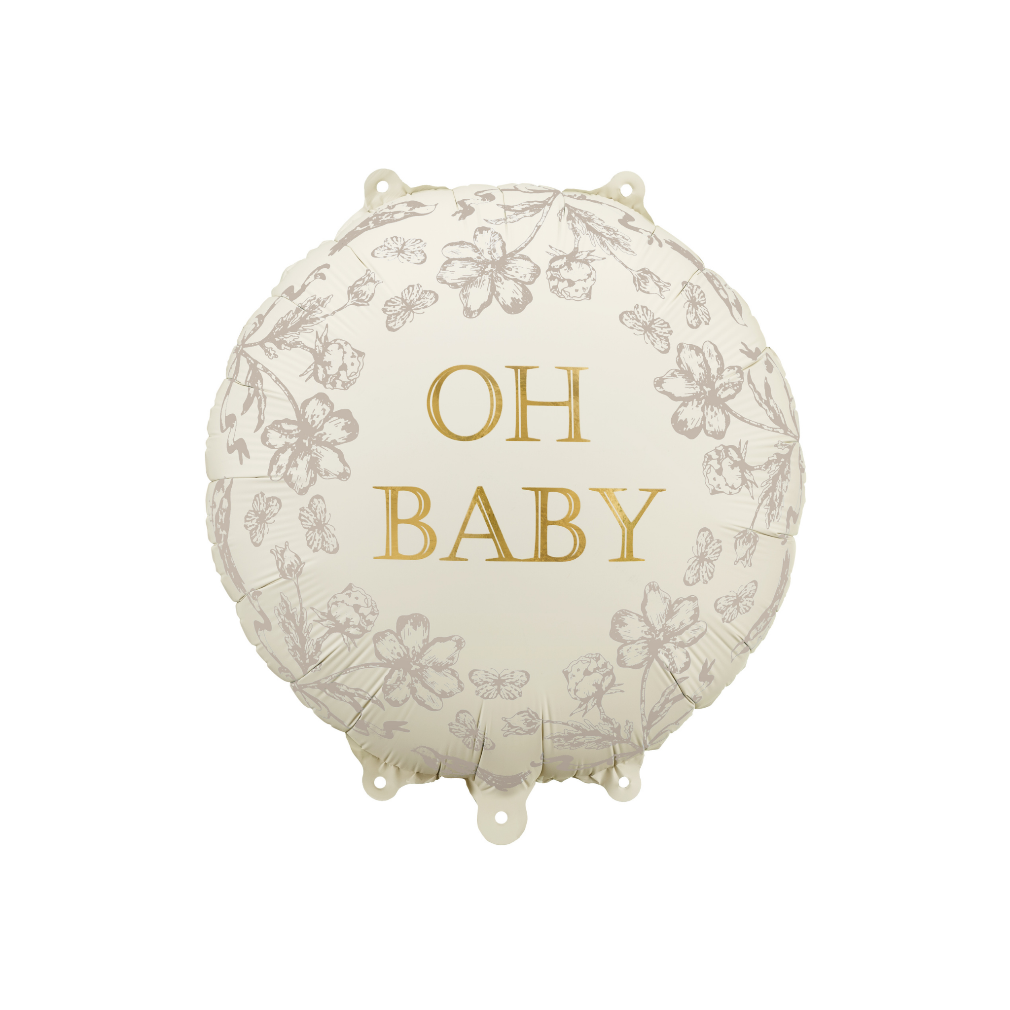 Folienballon rund "Oh Baby" Blumen -hey-Party.de- Folienballons -#Variante_