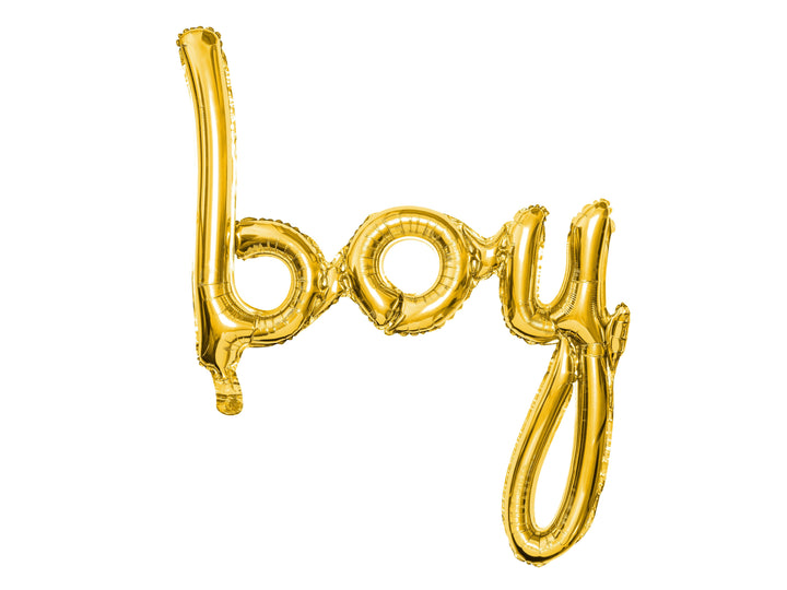Folienballon Schriftzug "boy", 63.5x74cm, Gold Folienballons Hey Party