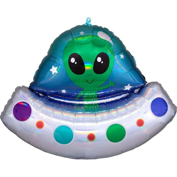 Folienballon Shape „Alien Raumschiff“ ,71x53 cm, Irisierend/ Bunt Folienballons Hey Party