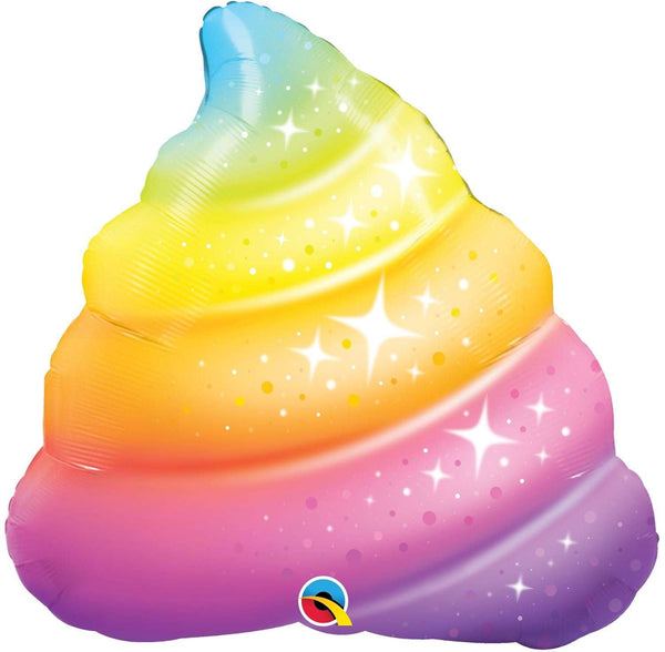 Folienballon Shape „Rainbow Poop“, 76 cm, Regenbogenfarben Folienballons Hey Party