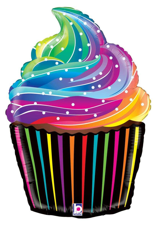 Folienballon Regenbogen Cupcake Hey Party