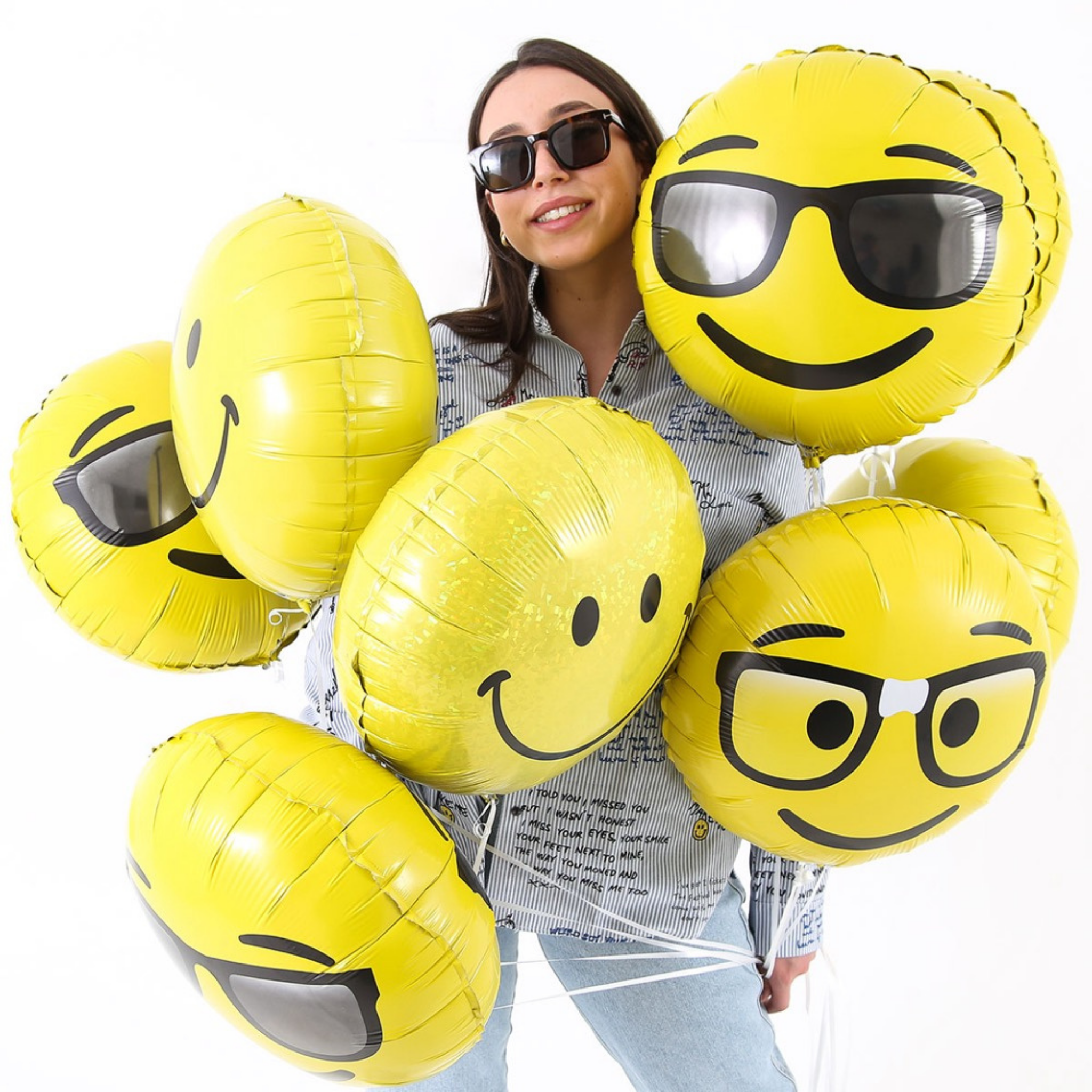 Folienballon Emoji mit Sonnenbrille 😎 -hey-Party.de- Folienballons -#Variante_