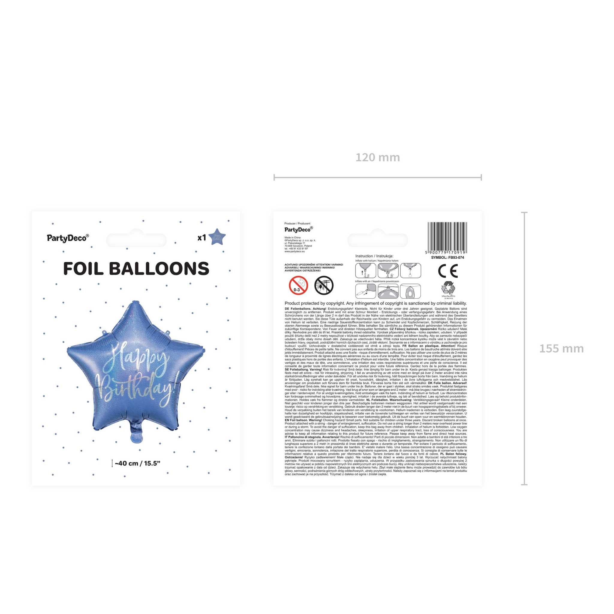 Folienballon Stern "Happy Birthday" Blau -hey-Party.de- Folienballons -#Variante_