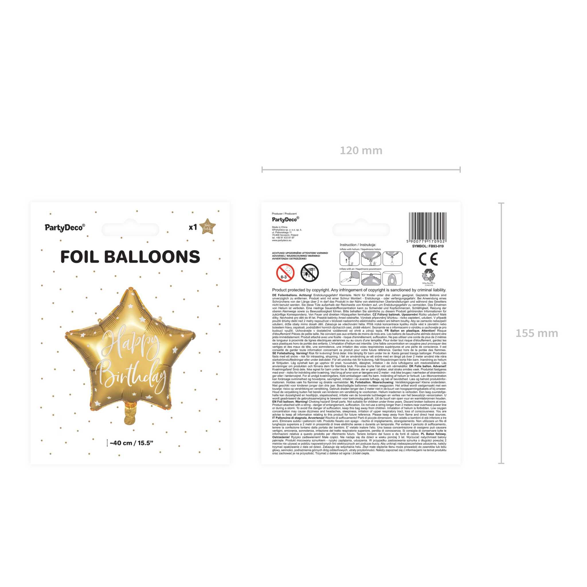 Folienballon Stern "Happy Birthday" Gold -hey-Party.de- Folienballons -#Variante_