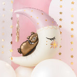 Folienballon Teddybär auf dem Mond rosa -hey-Party.de- Folienballons -#Variante_