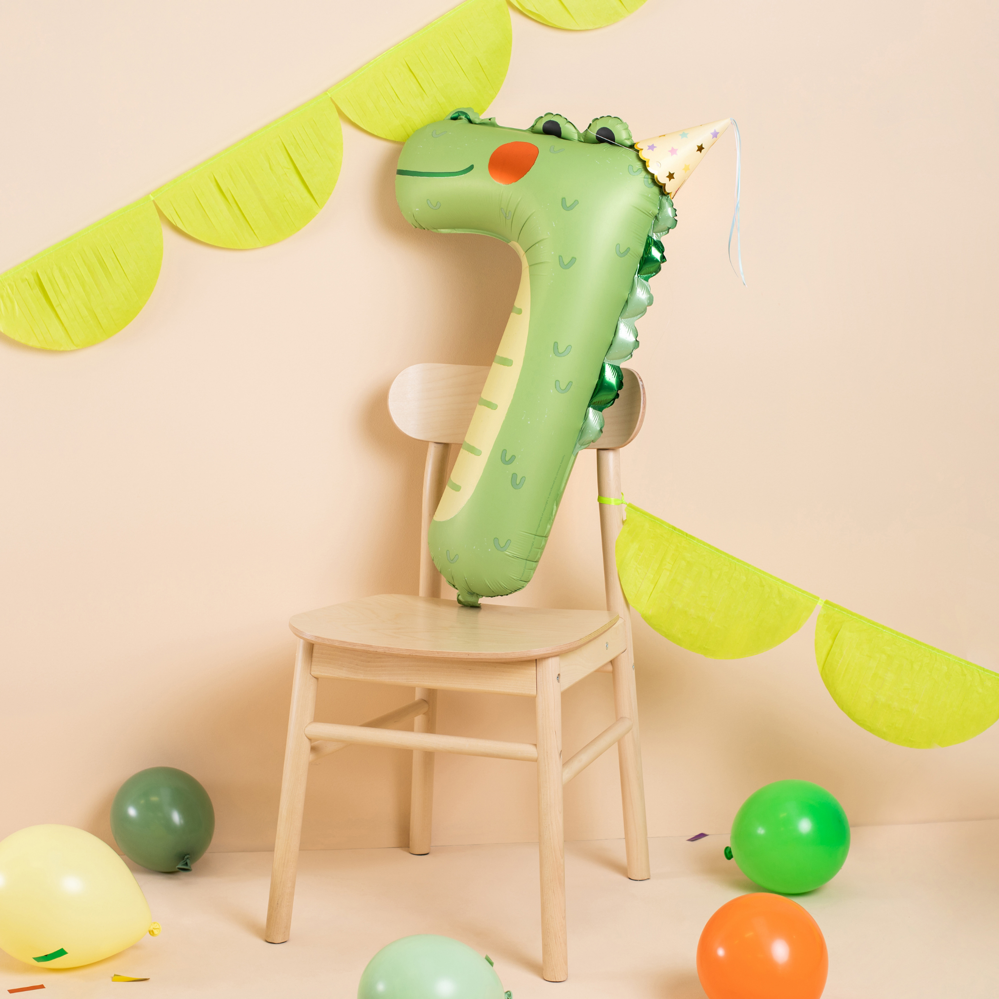 Folienballon XXL Zahl 7 Krokodil -hey-Party.de- Folienballons -#Variante_