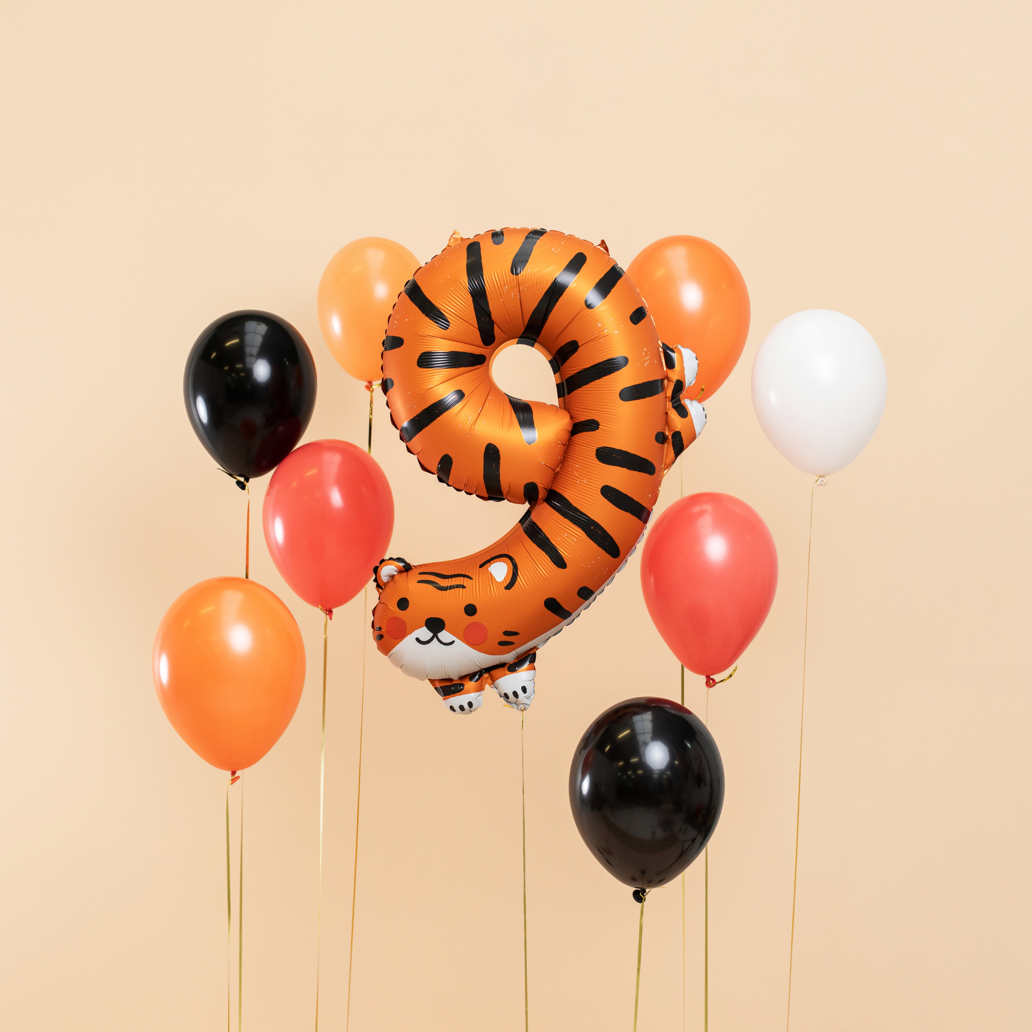 Folienballon XXL Zahl 9 Tiger -hey-Party.de- Folienballons -#Variante_