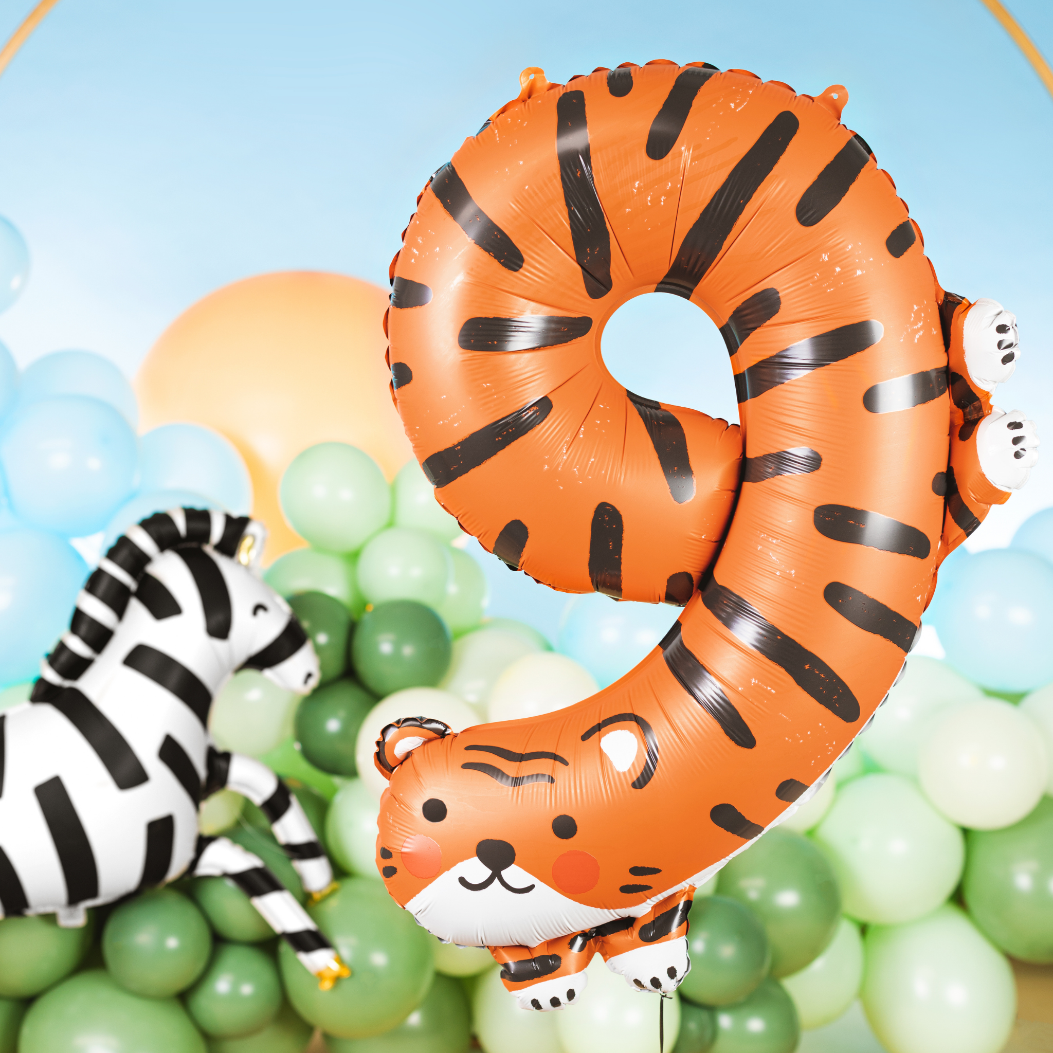 Folienballon XXL Zahl 9 Tiger -hey-Party.de- Folienballons -#Variante_