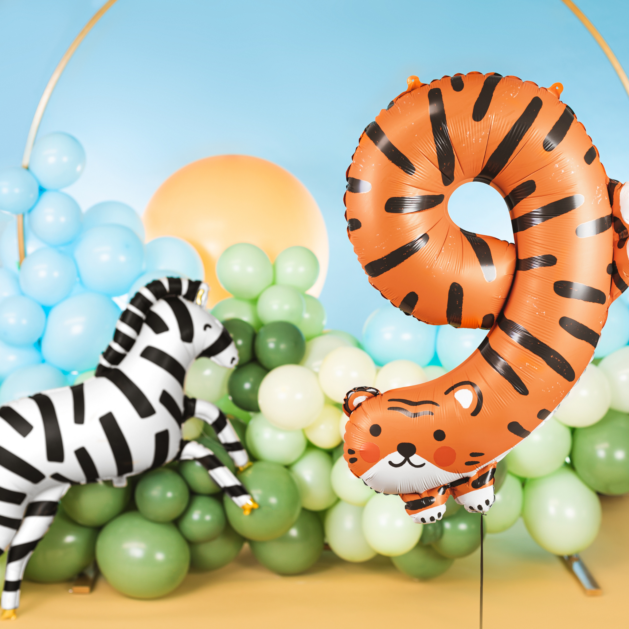 Folienballon XXL Zahl 9 Tiger -hey-Party.de- Folienballons -#Variante_