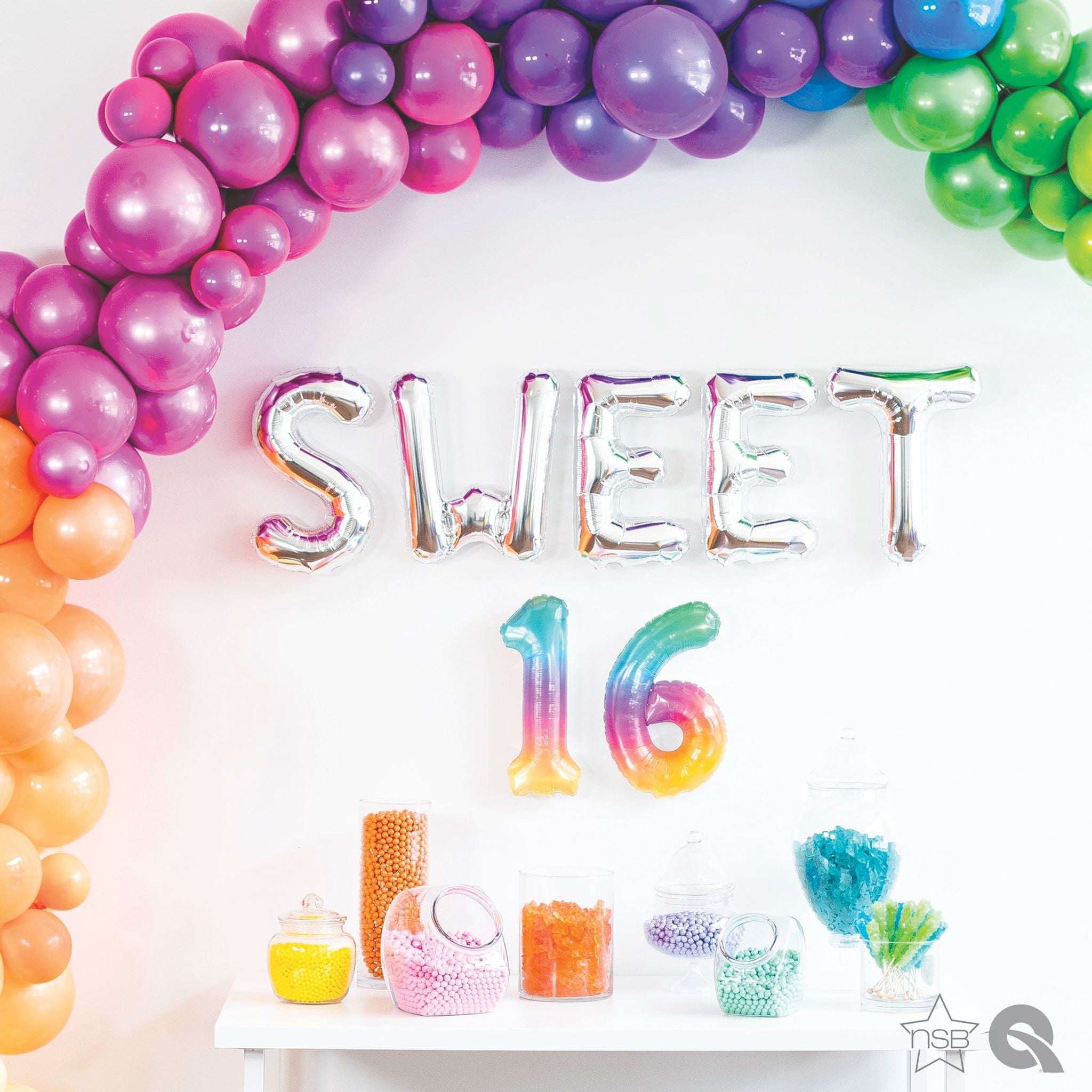 Folienballon Zahl Klein Rainbow Transparent -hey-Party.de- Folienballons -#Variante_