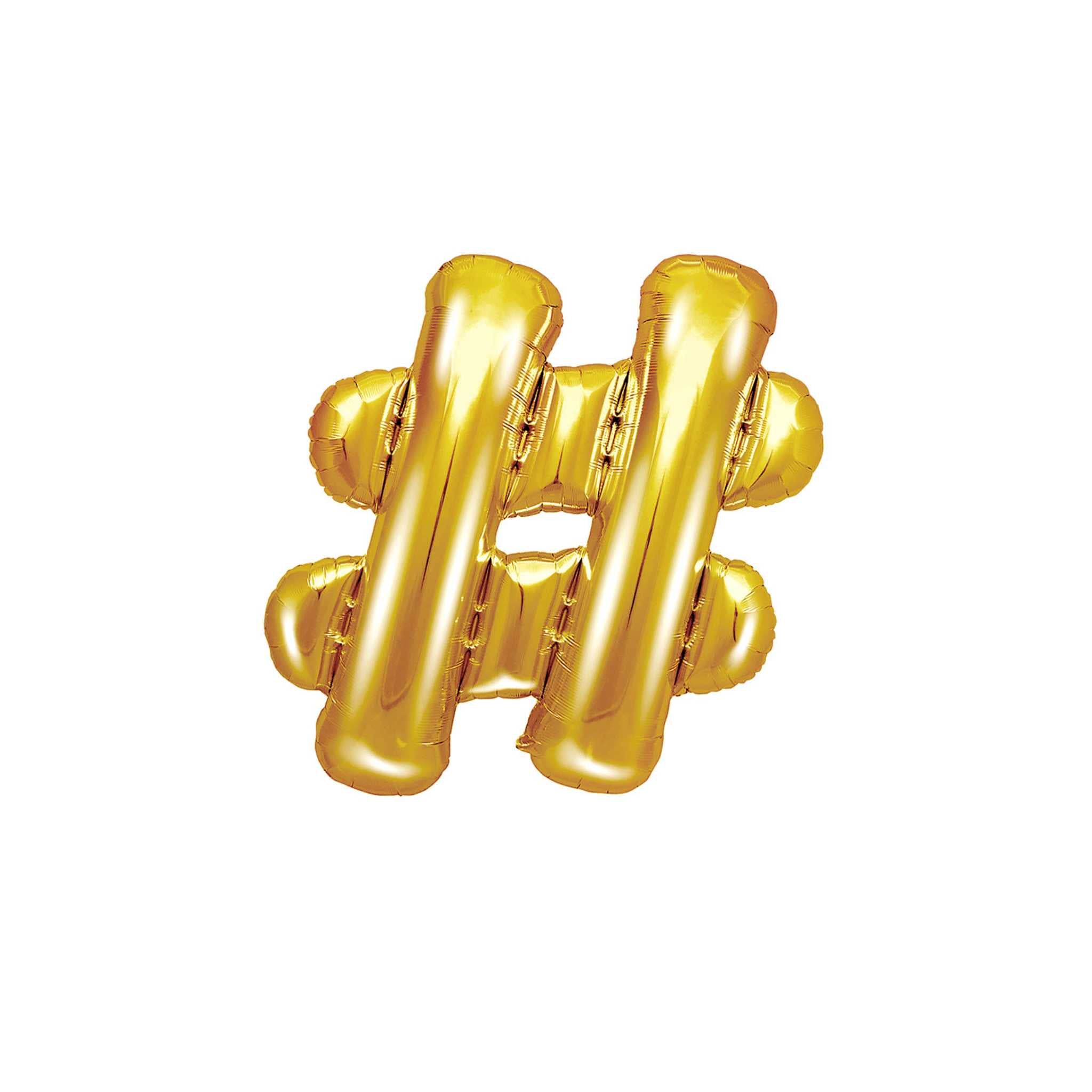 Folienballon kleine Buchstaben Gold -hey-Party.de- Folienballons -#Variante_ Hashtag