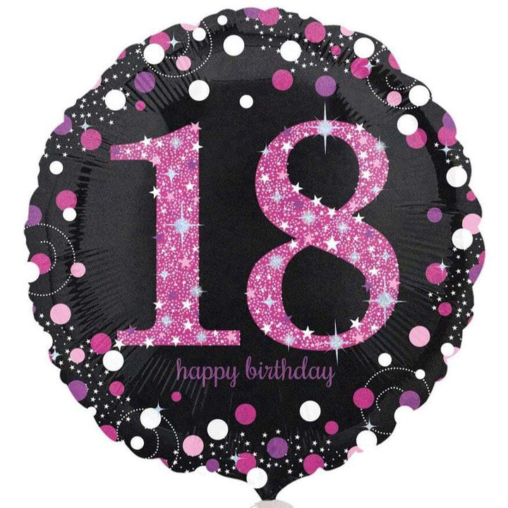 Folienballon rund „18“ Pink & Schwarz Folienballons Hey Party