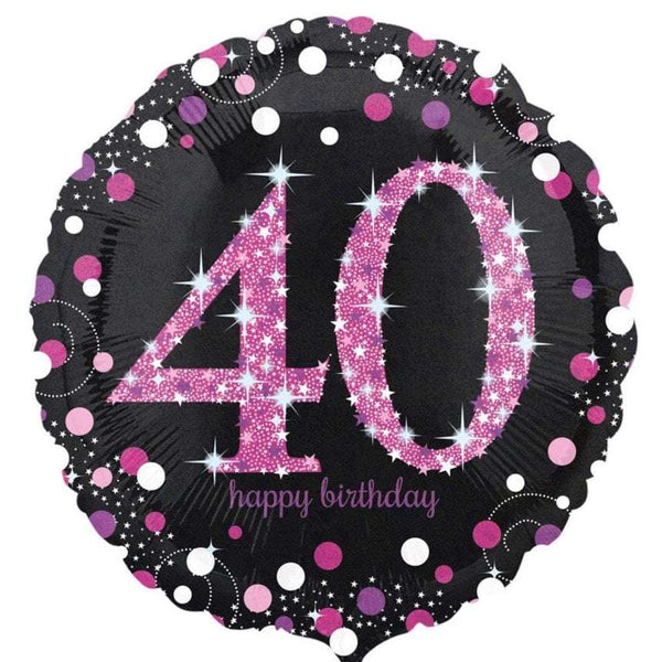 Folienballon „40“, Pink & Schwarz Hey Party