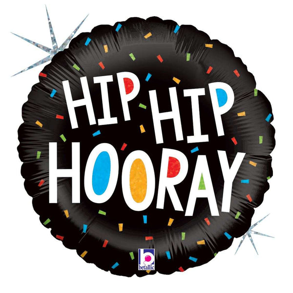 Folienballon rund „Hip Hip Hooray" Hey Party