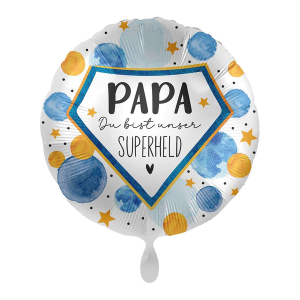 Folienballon rund „Papa du bist unser Superheld“ Folienballons Hey Party
