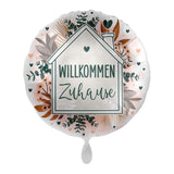 Folienballon „Willkommen Zuhause“ mit Blumen -hey-Party.de- Folienballons -#Variante_