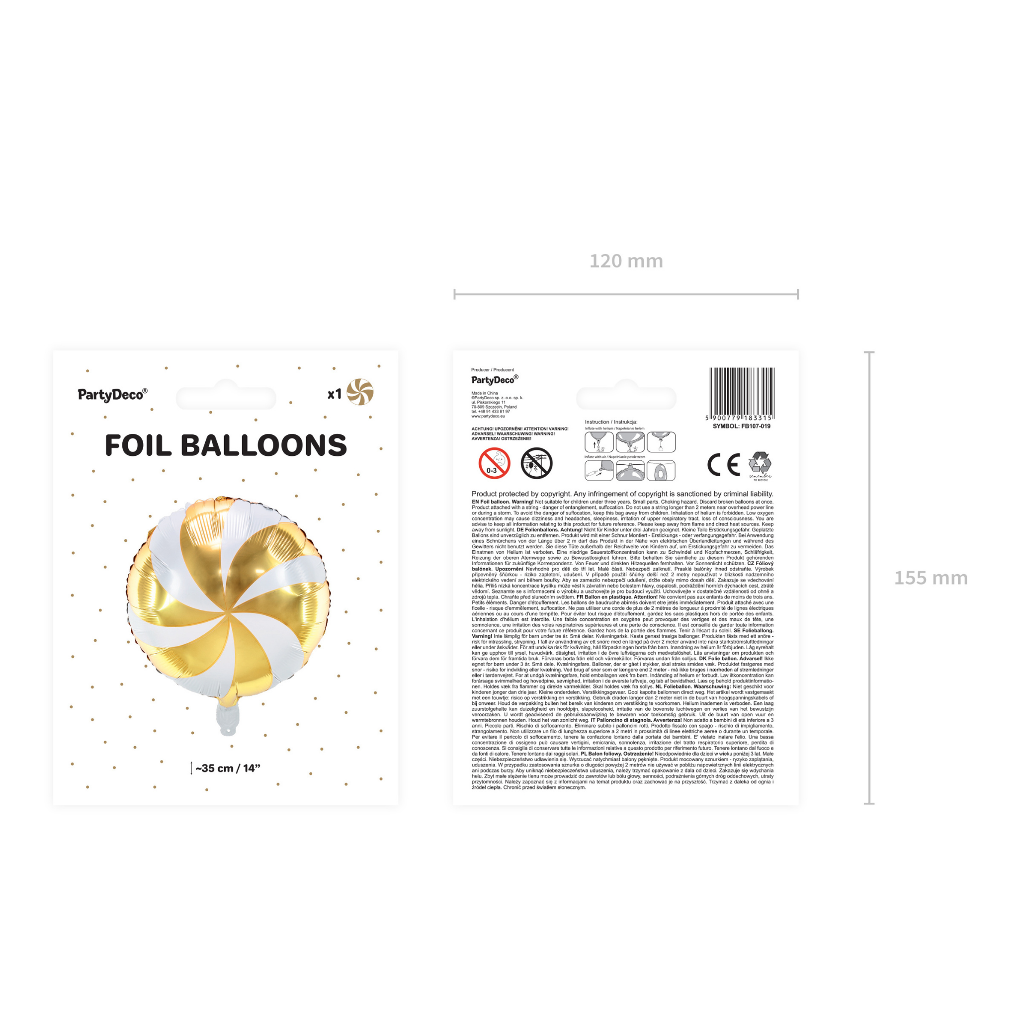 Folienballon Bonbon Gold -hey-Party.de- Folienballons -#Variante_