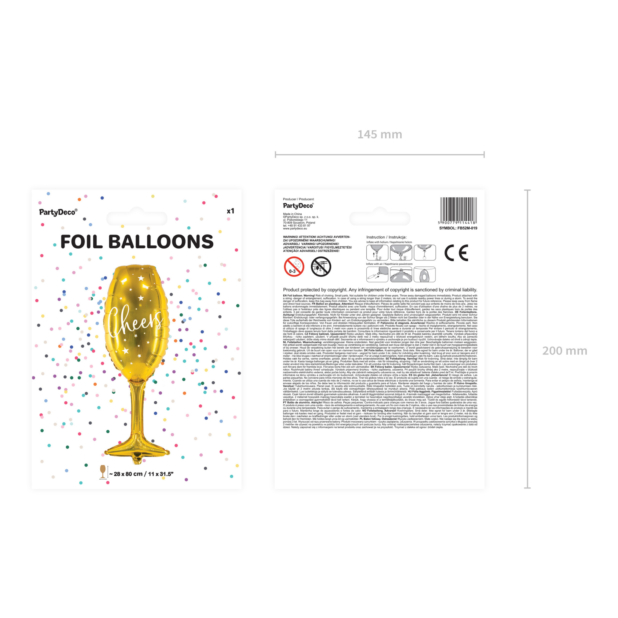 Folienballon Glas „Cheers“ -hey-Party.de- Folienballons -#Variante_