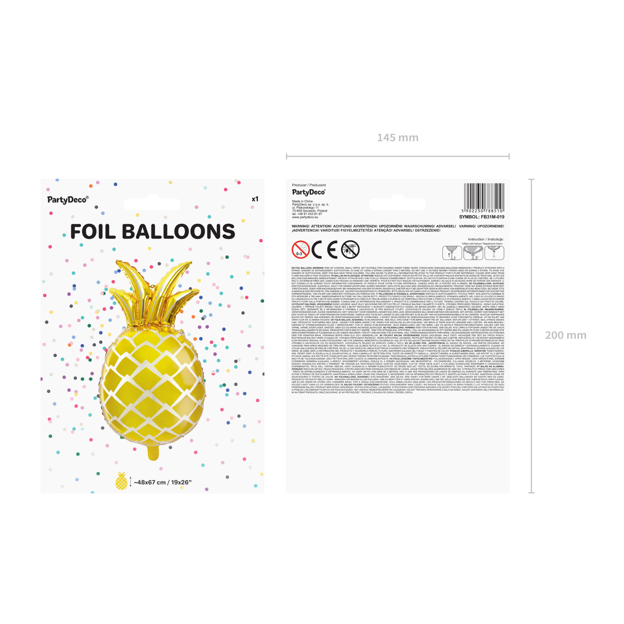 Folienballon Goldene Ananas -hey-Party.de- Folienballons -#Variante_