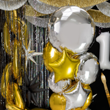 Folienballon Rund Silber -hey-Party.de- Folienballons -#Variante_XL (64 cm),L (44 cm), M (35cm)