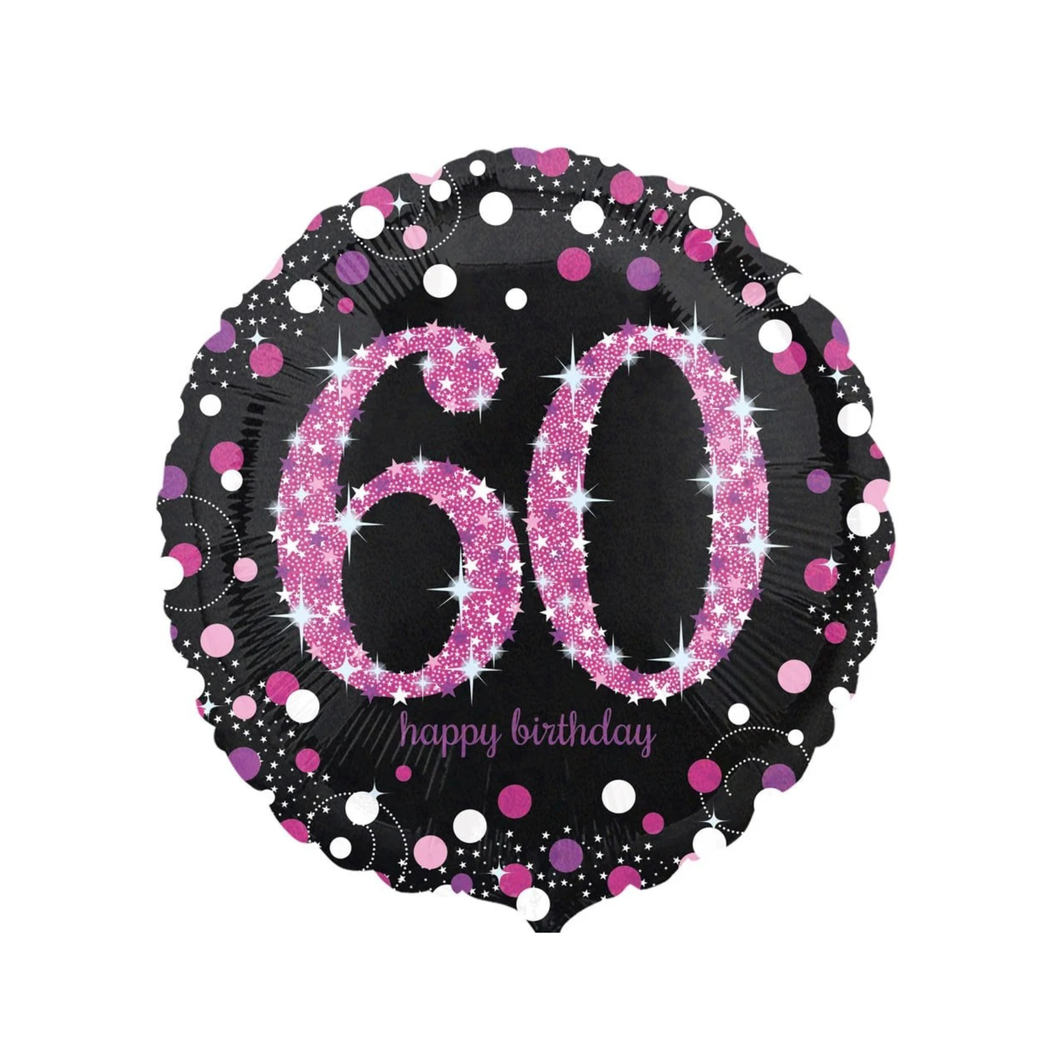 Folienballon „60“ Pink & Schwarz, ca. 43 cm