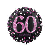 Folienballon „60“ Pink & Schwarz, ca. 43 cm