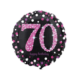 Folienballon „70“ Pink & Schwarz, ca. 43 cm