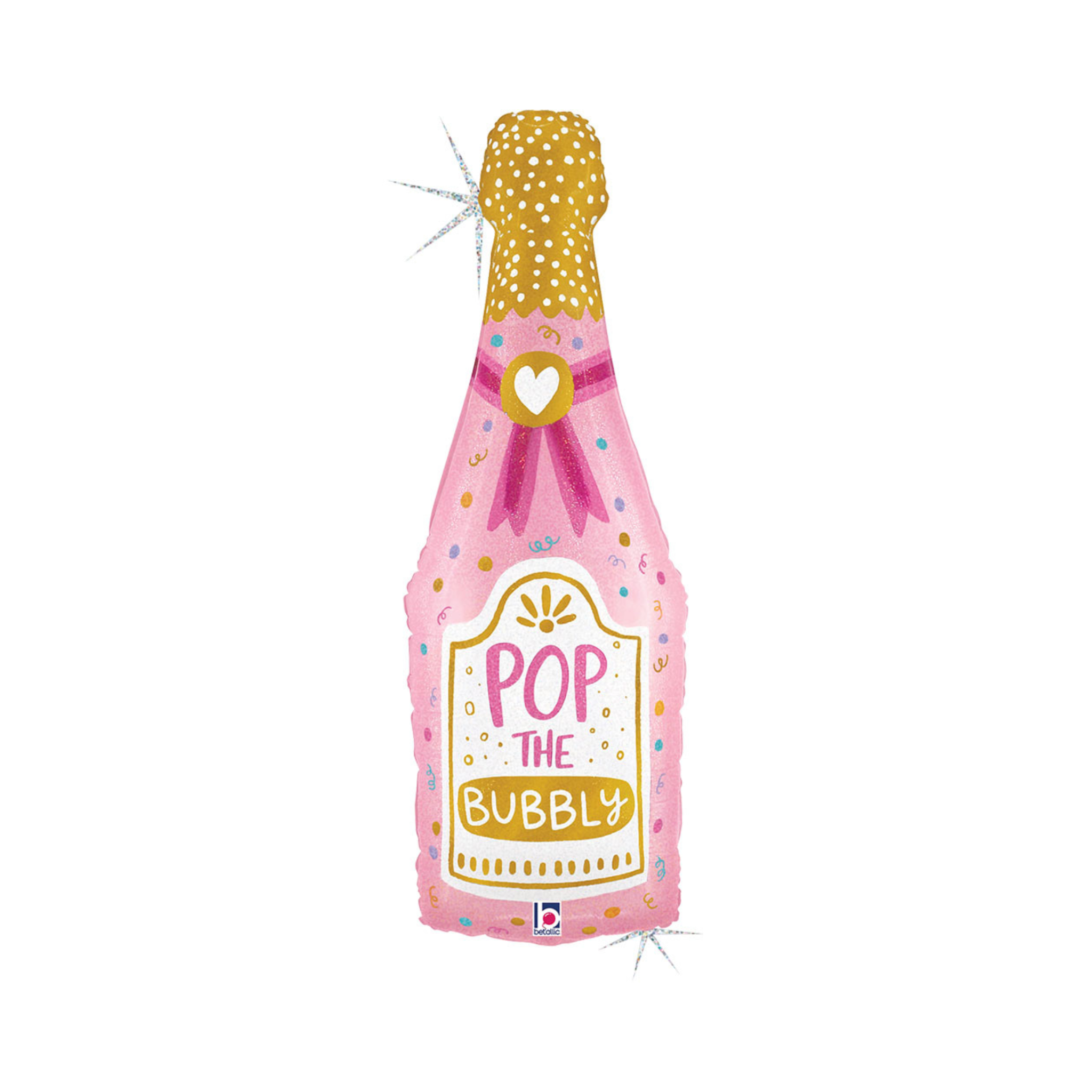 Folienballon Champagnerflasche "Pop the Bubbly" Rosa -hey-Party.de- Folienballons -#Variante_