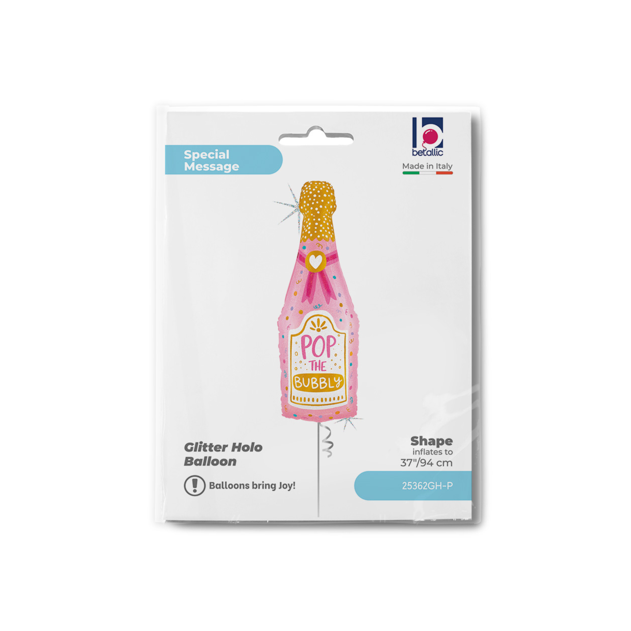 Folienballon Champagnerflasche "Pop the Bubbly" Rosa -hey-Party.de- Folienballons -#Variante_