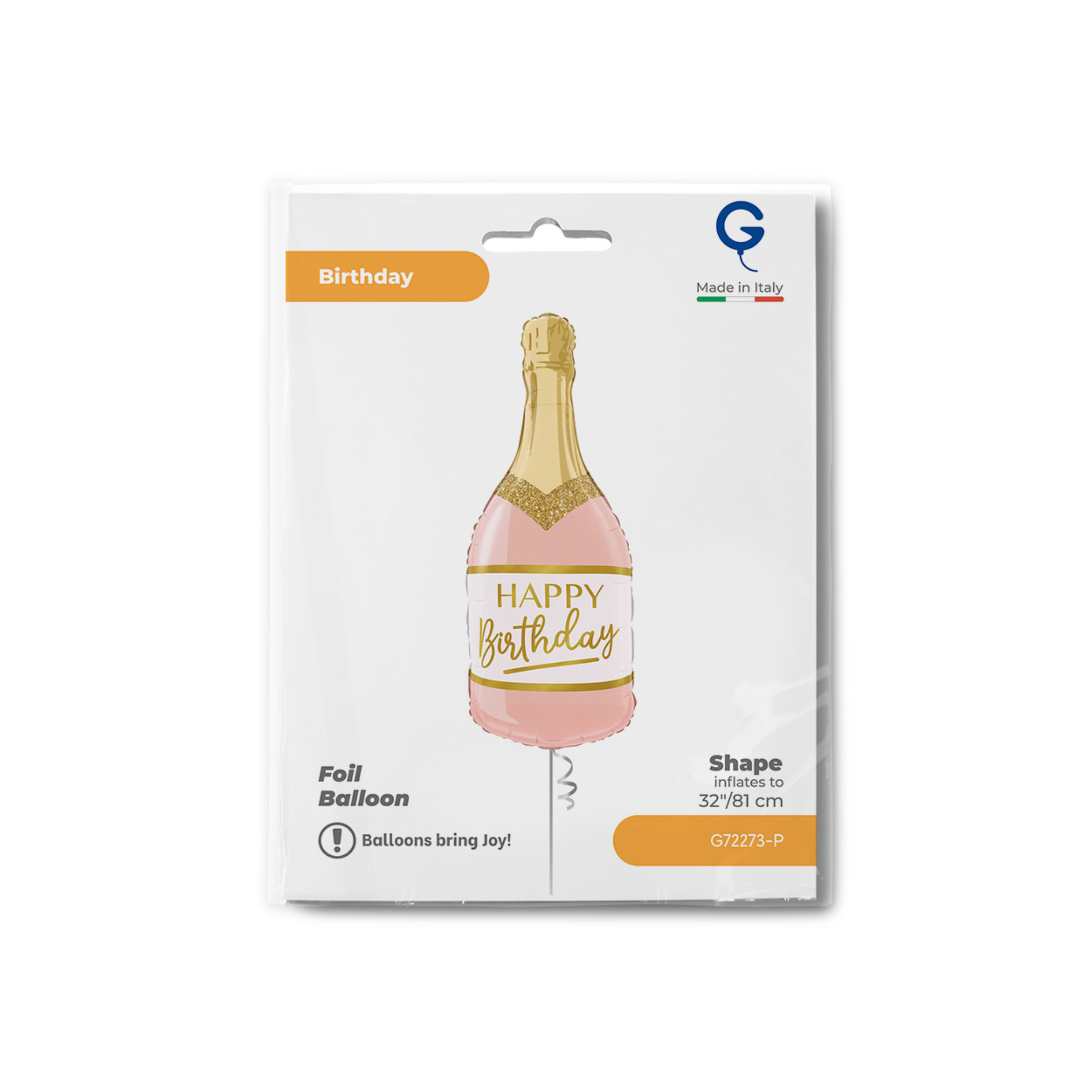 Folienballon Champagnerflasche "Happy Birthday" Rosa -hey-Party.de- Folienballons -#Variante_