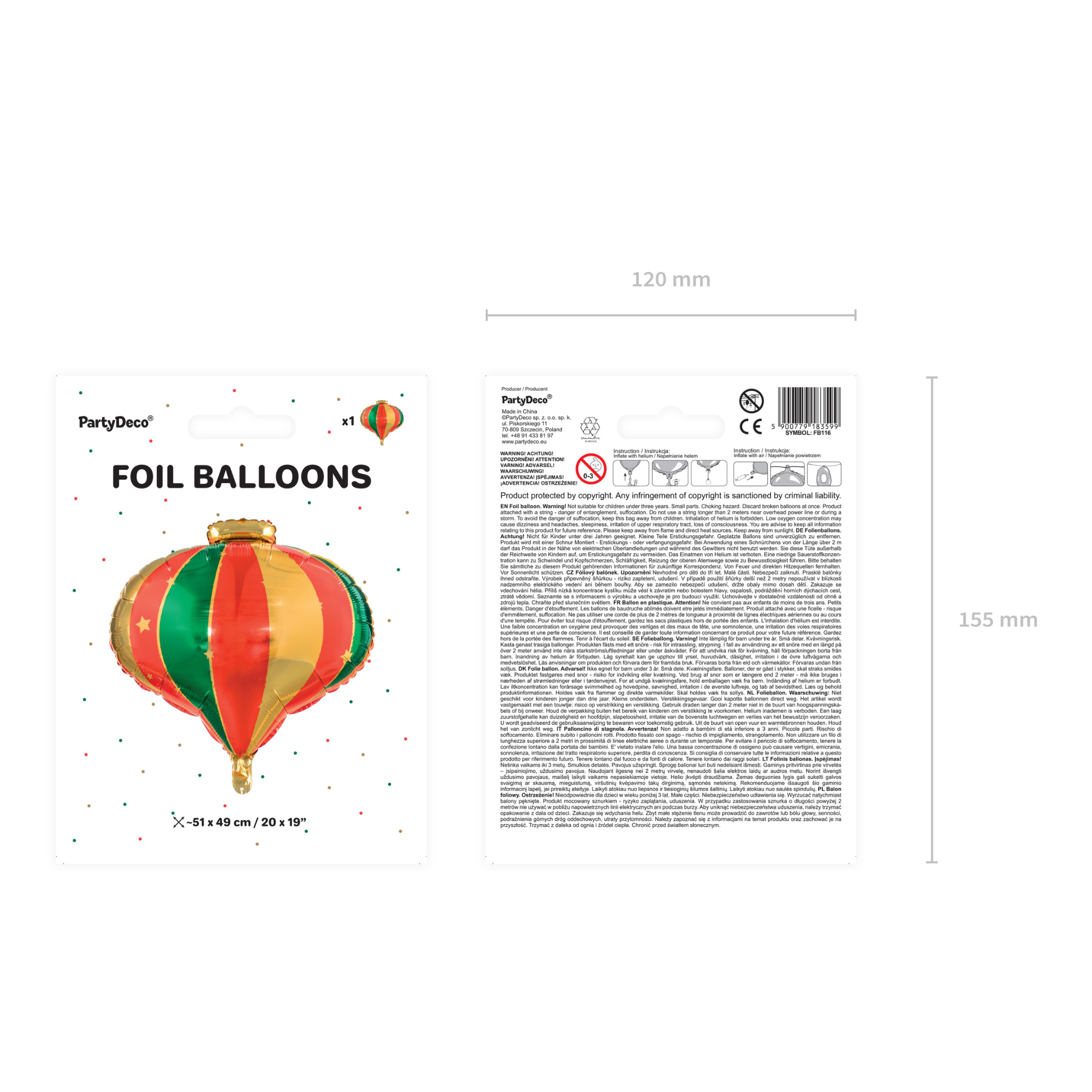 Folienballon Christbaumkugel Zwiebelform