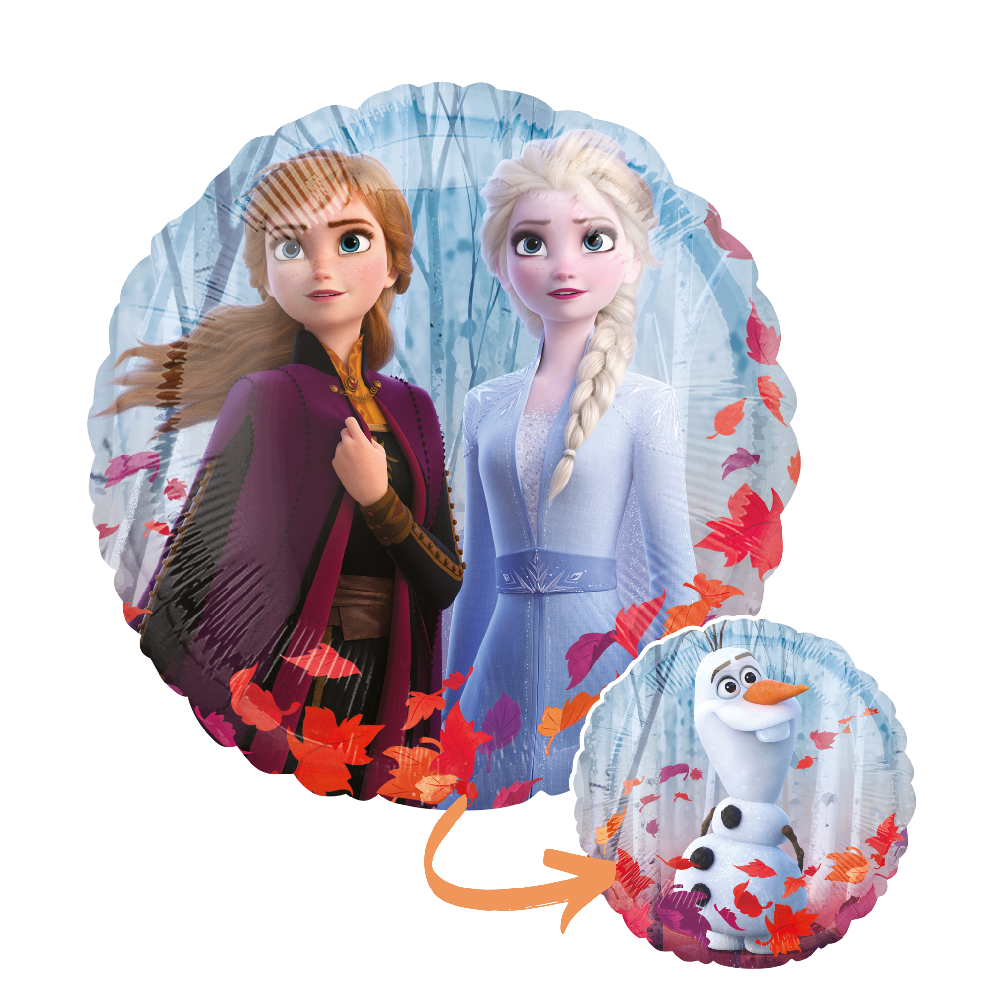 Folienballon Frozen 2 Anna und Elsa Rund -hey-Party.de- Folienballons -#Variante_