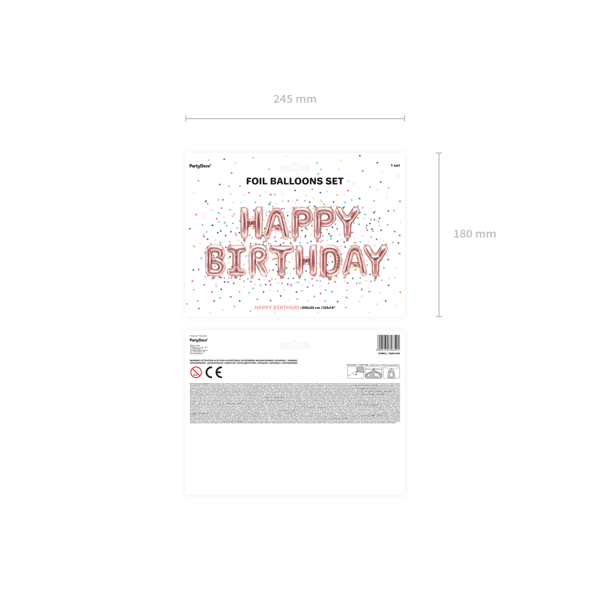 Folienballon Girlande "Happy Birthday“ Roségold -hey-Party.de- Folienballons -#Variante_