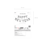 Folienballon Girlande „Happy New Year“ Silber -hey-Party.de- Folienballons -#Variante_