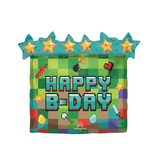 Folienballon "Happy B-Day" Pixel Party -hey-Party.de- Folienballons -#Variante_