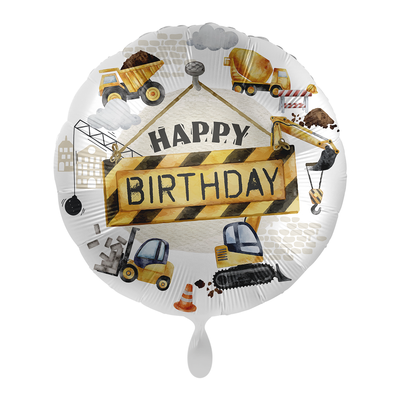 Folienballon "Happy Birthday" Baustelle -hey-Party.de- Folienballons -#Variante_