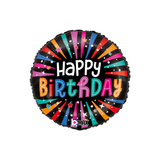 Folienballon Rund Happy Birthday Neon Sparkle -hey-Party.de- Folienballons -#Variante_
