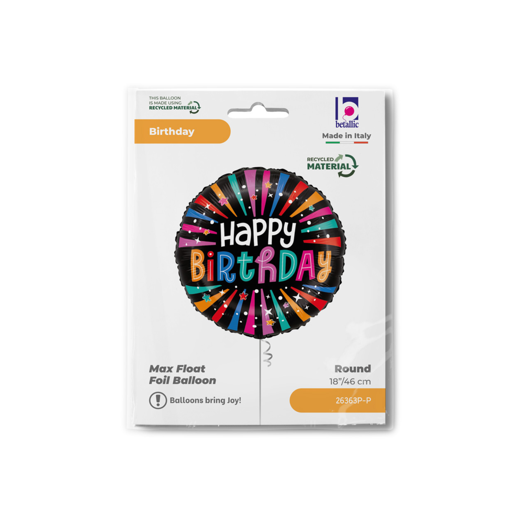 Folienballon Rund Happy Birthday Neon Sparkle -hey-Party.de- Folienballons -#Variante_