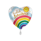 Folienballon Herz "Endlich Schulkind" Regenbogen -hey-Party.de- Folienballons -#Variante_