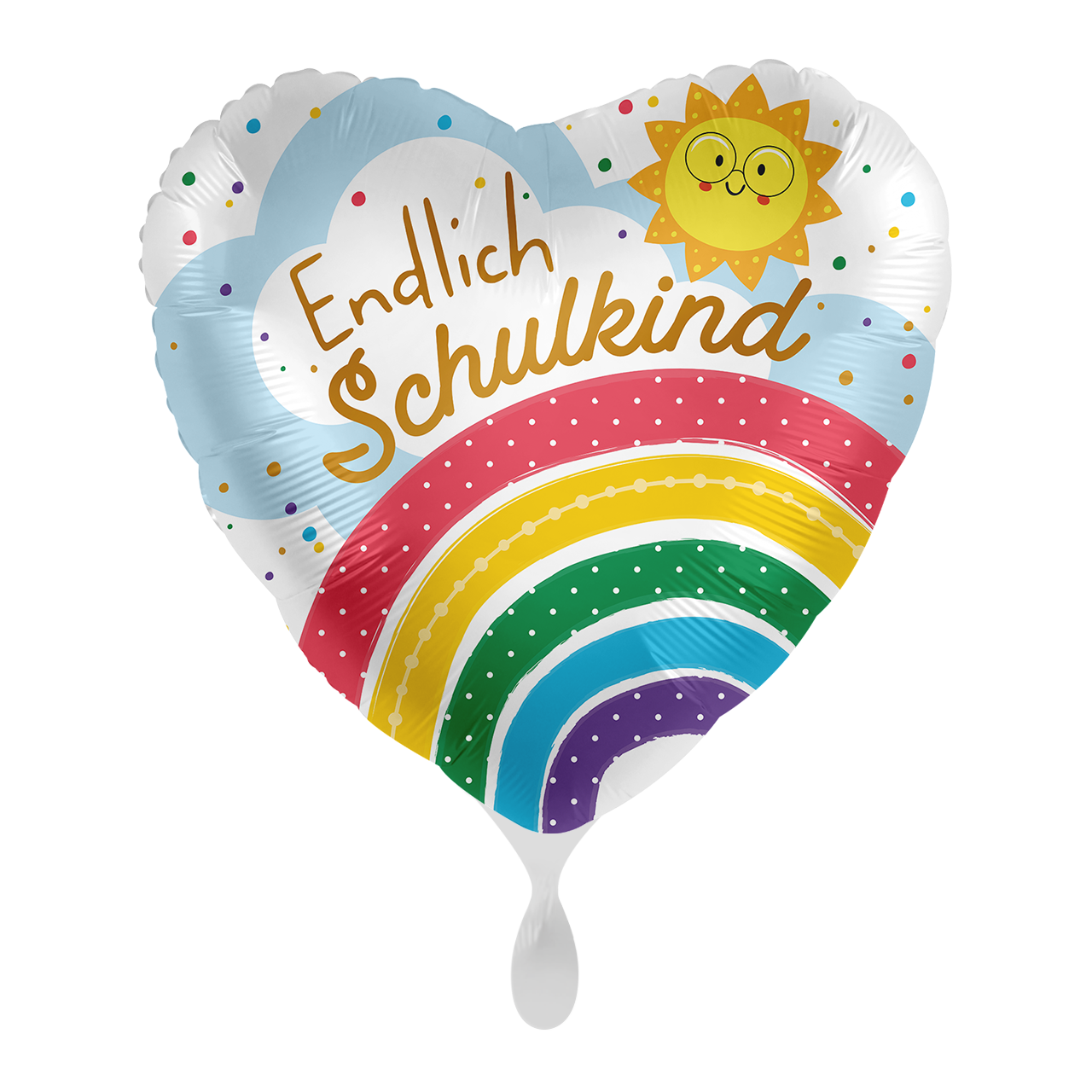 Folienballon Herz "Endlich Schulkind" Regenbogen -hey-Party.de- Folienballons -#Variante_
